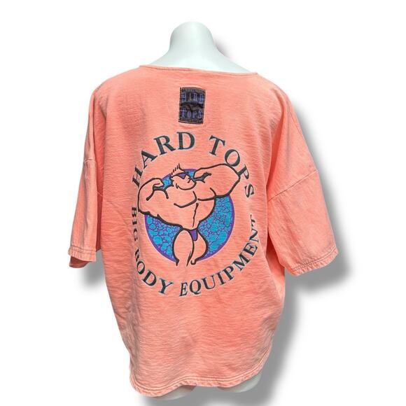 Vtg 90s Hard Tops Sweatshirt Neon Retro Graphic Print Bodybuilding Top Rare Sz L - Picture 11 of 14